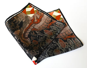 Silk Pocket Square, Black Dragon