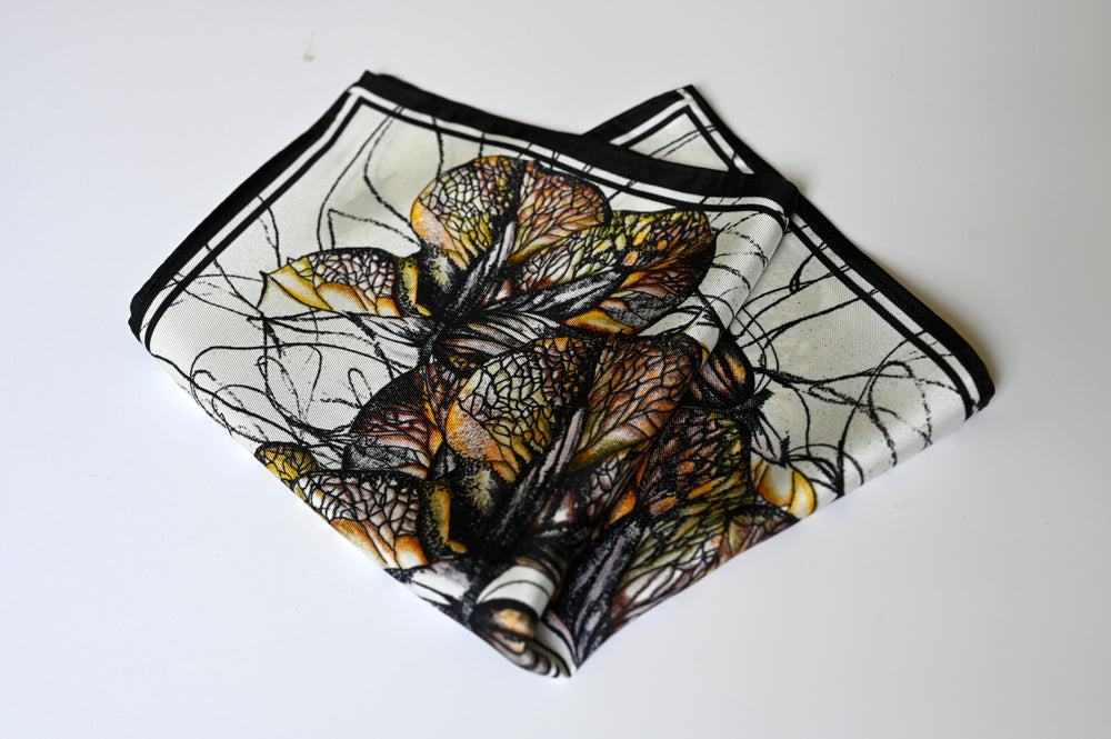 Silk Pocket Square, Bettie Hand-Drawn Floral