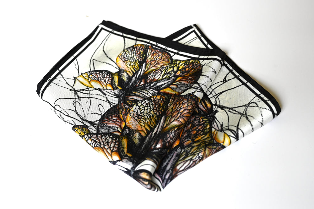 Silk Pocket Square, Bettie Hand-Drawn Floral