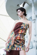 Off-The-Shoulder Asymmetrical Dress with Multicoloured printed Pattern